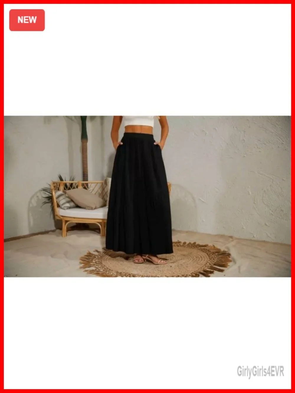 Flowy Tiered Maxi Skirt with Pockets High Waist Drawstring Chiffon